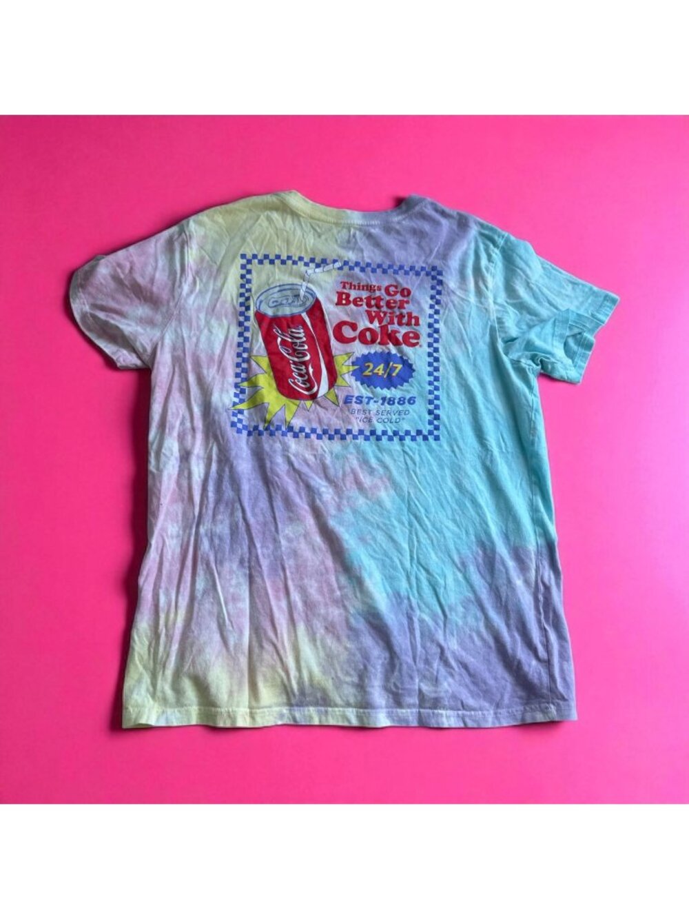 COCA COLA Women's Tie Dye Enjoy T Shirt Size Large